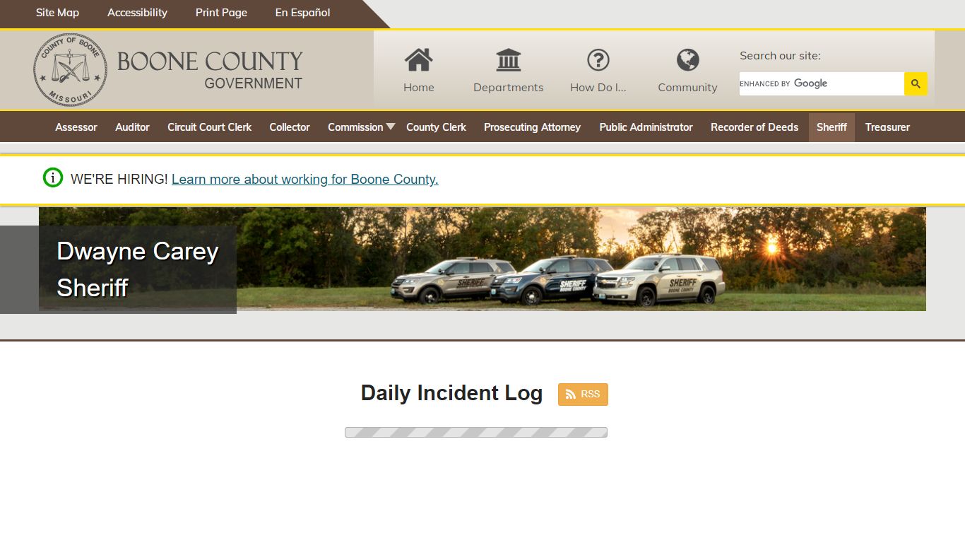 Daily Incident Log - Boone County, Missouri